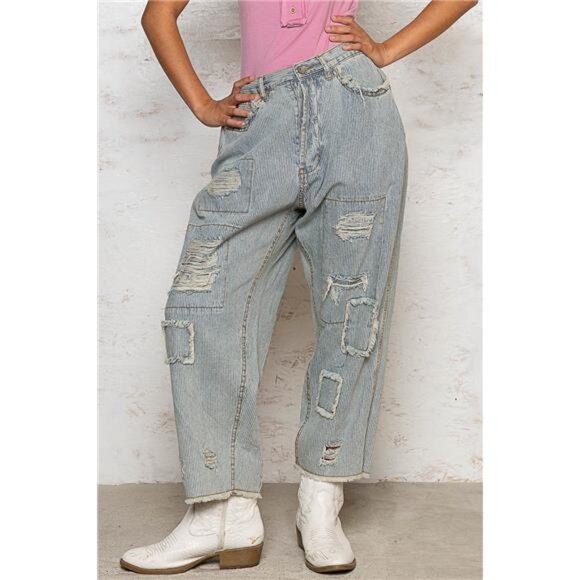 NWT POL Distressed Raw Hem Wide Leg Pants